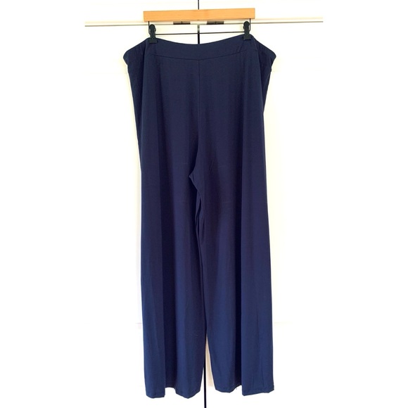 Eileen Fisher Pants Wide Leg Ankle Viscose Blue Jersey Pull On NEW Plus Size 3x - Picture 2 of 7